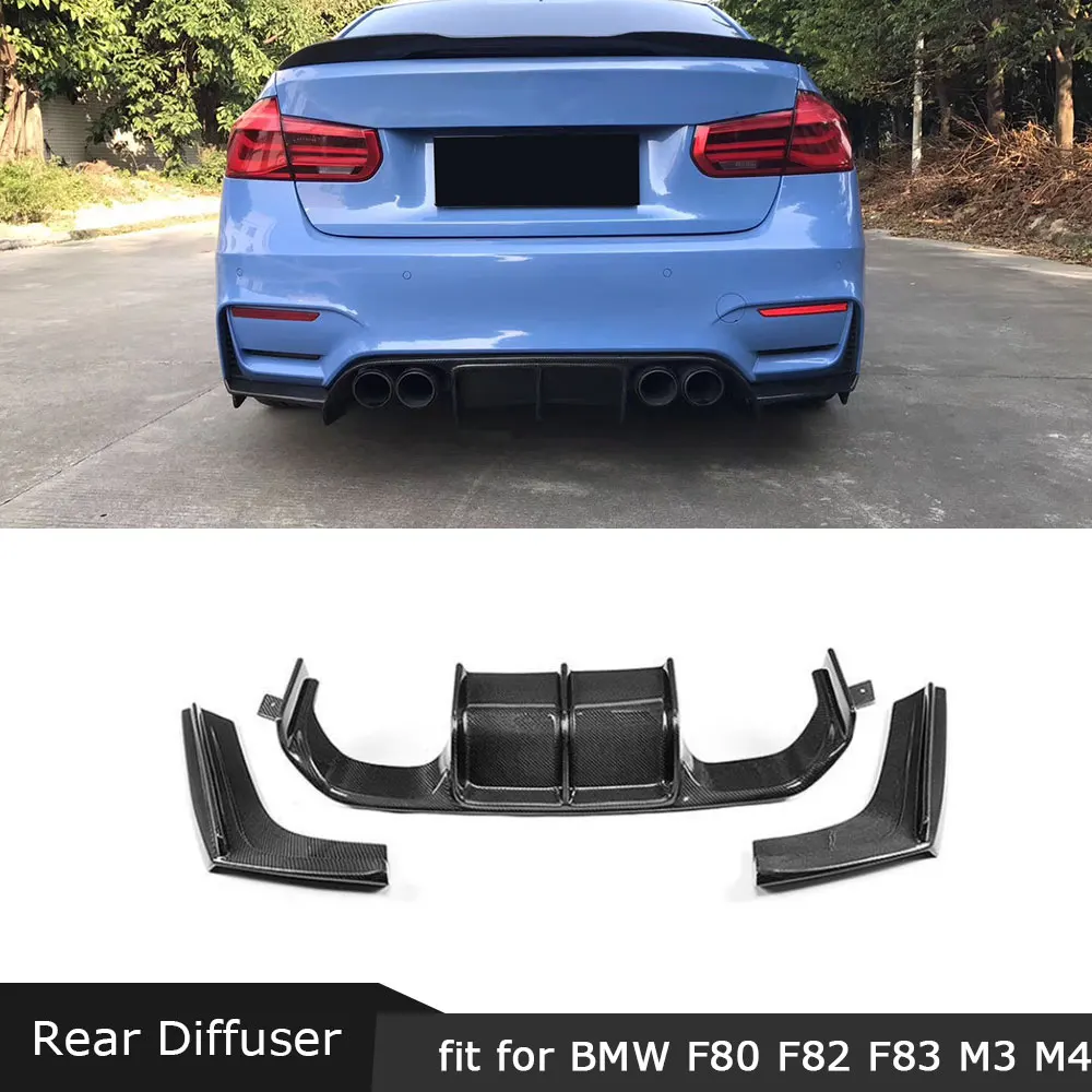 

Carbon Fiber Car Rear Bumper Lip Spoiler Diffuser for BMW F80 M3 F82 M4 2014-2019 V Style 3PCS