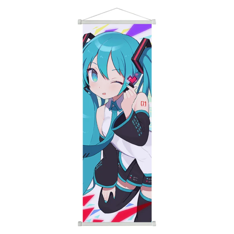 Hatsune Miku Scroll Canvas Painting Kawaii Home Decor Wall Hanging Anime Poster Art Wall Children Bedroom Decoration Gifts