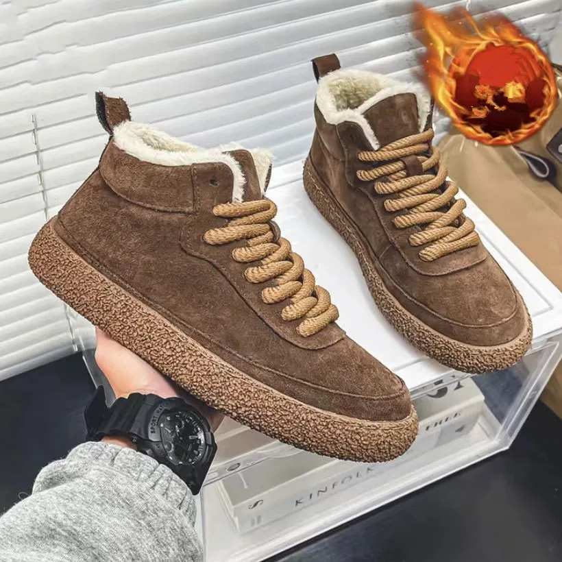 

2026 Winter snow boots for men stylish thickly padded warm with thick sole anti-slip lightweight and comfortable cotton shoes