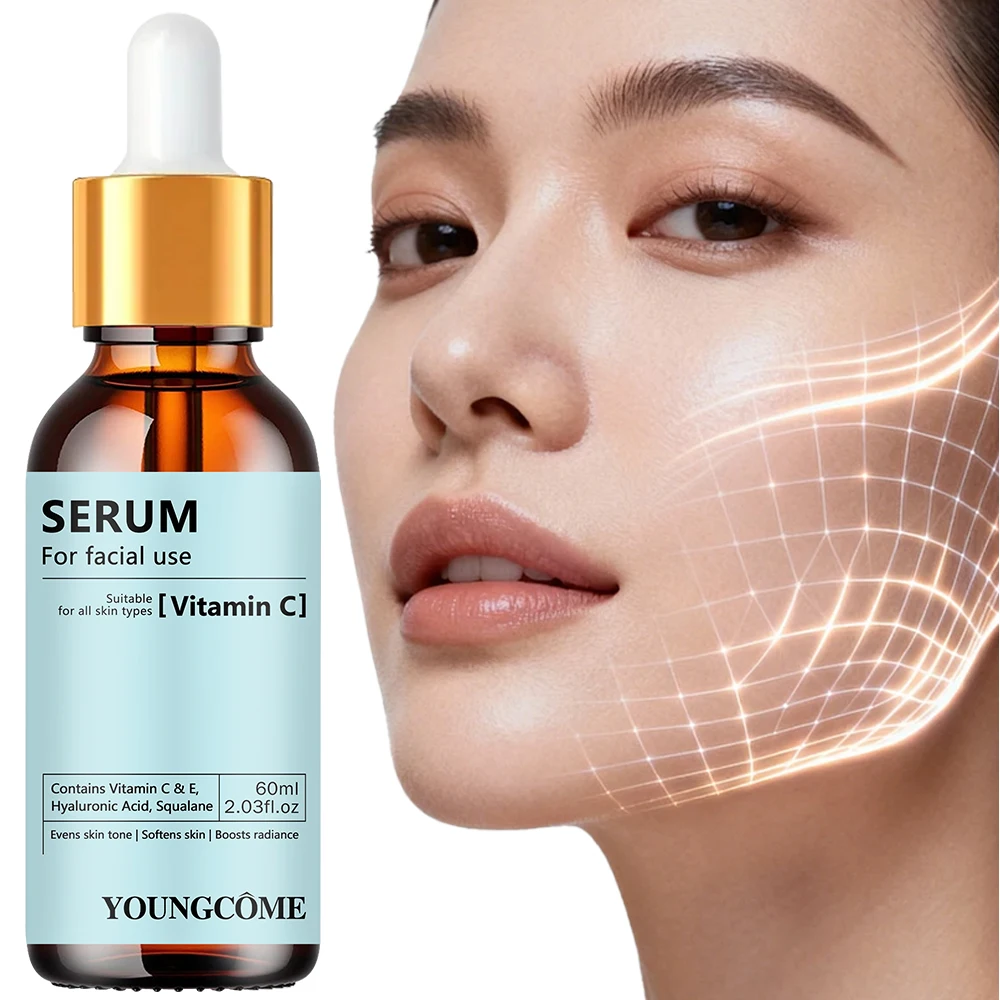 Sérum facial com vitamina C, sérum com ácido hialurónico, vitamina E e esqualano, para todos os tipos de pele, 40 ml, 60 ml, sérum facial hidratante p