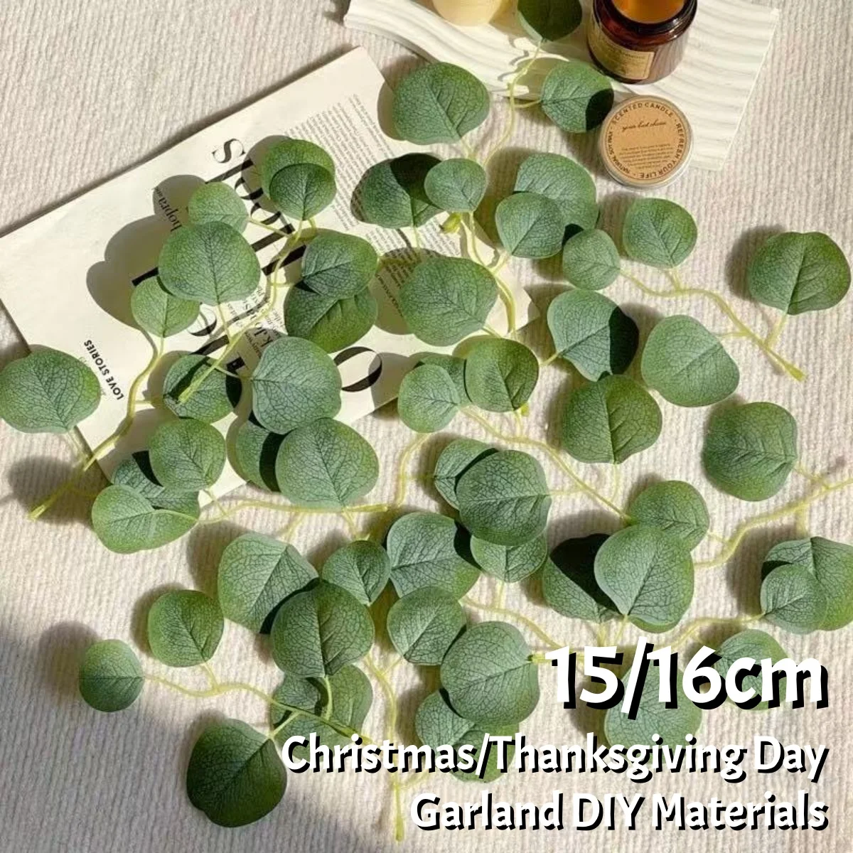 

15/16cm Garland Decoration Materials Artificial Simulated Apple Leaf Eucalyptus Vine Christmas Thanksgiving Day DIY Decorations