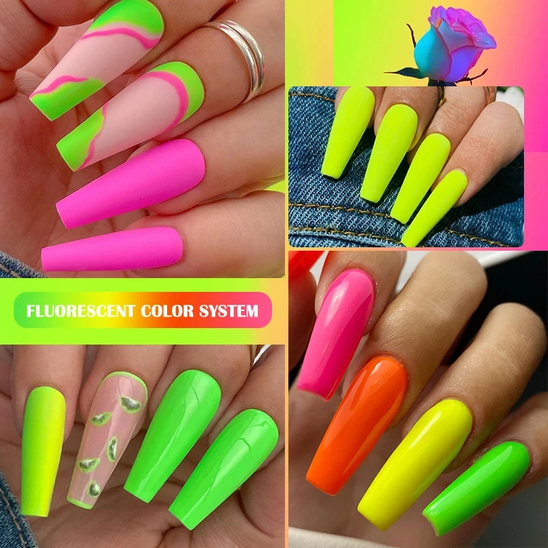 LILYCUTE-Esmalte Neon Fluorescente em Gel, Vernis Glitter, Semi Permanente, Mergulhe, Nail Art, LED UV, Vernizes para Manicure, 7ml