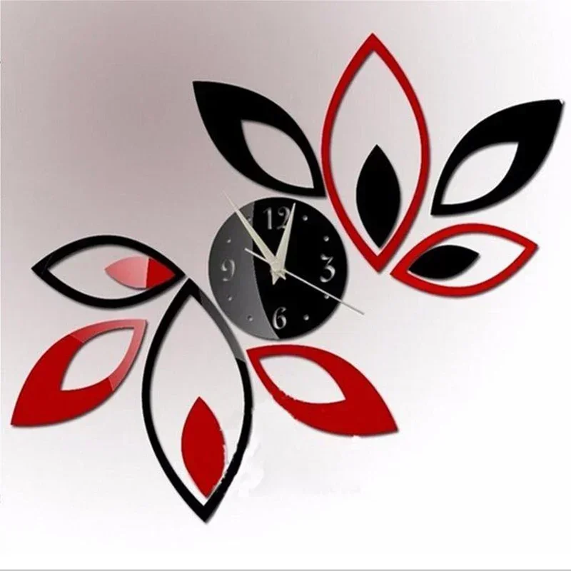 2019 New Clock on Wall Home Decor Multicolor LeaveAcrylic Hot Sale S Mirrored Design,3d Watch Living Room,unique Gifts