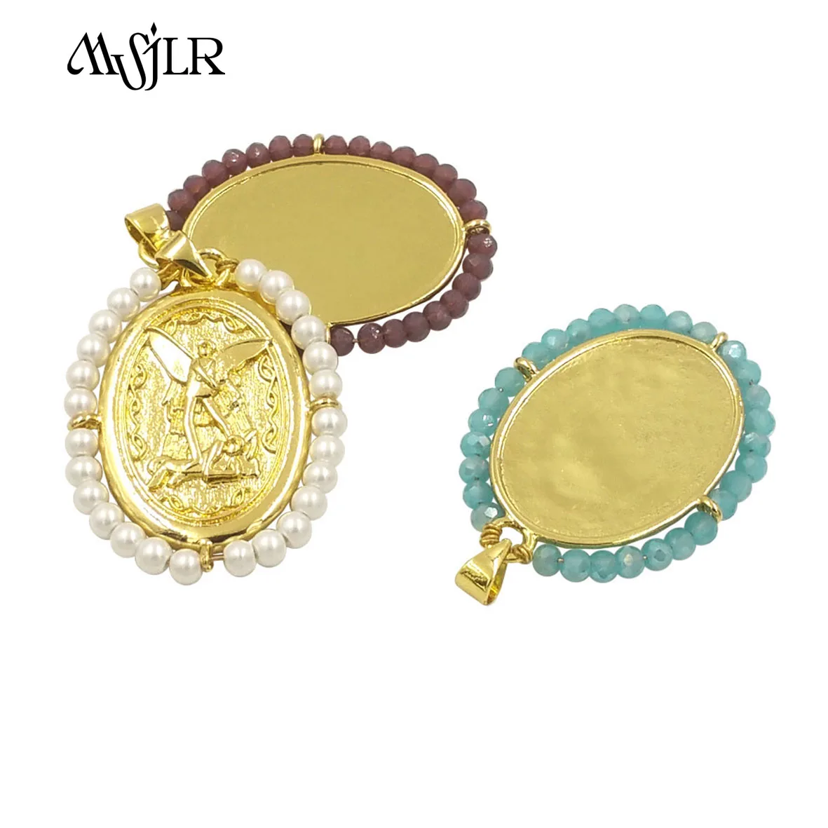 MVN068  2024 Exquisite Angel Printed Retro Style Necklace Colorful Beads Cute Fashion Design Hot Sale Pendant Accessories