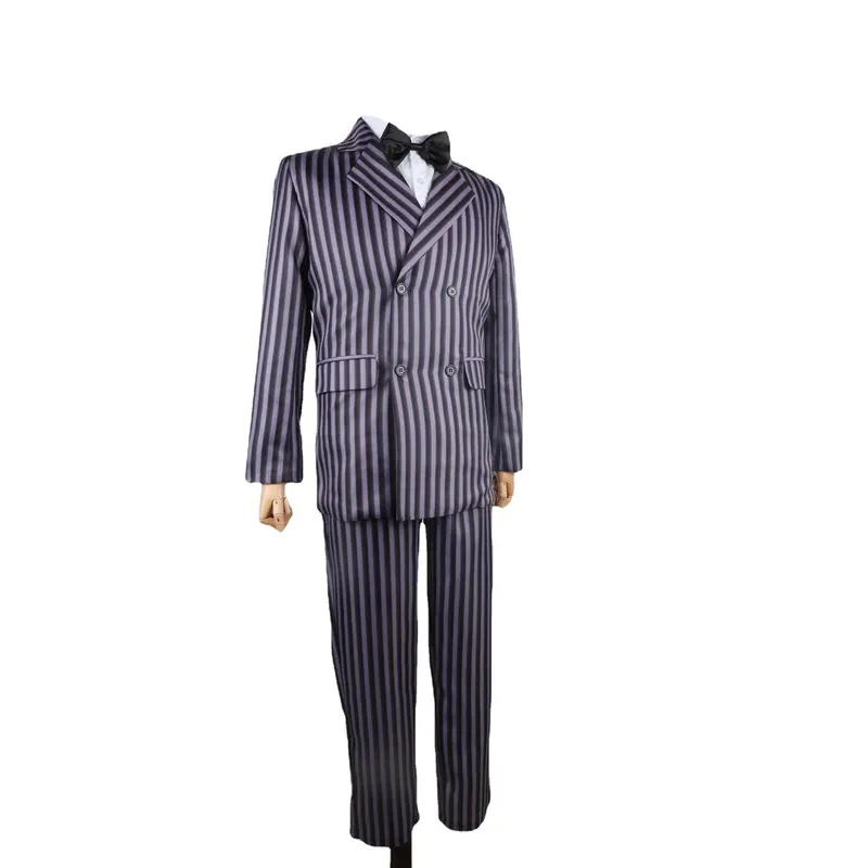 ゴメスアダムスコスプレアニメ Morticia 衣装ドレスハロウィンカーニバル衣装大人子供コートシャツパンツネクタイスーツパーティー制服