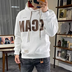 Autumn Male Hoodie White Overfit Korean Style Sweat Shirt Welcome Deal 90s Vintage Men's Hooded Sweatshirt One Piece Loose Funny
