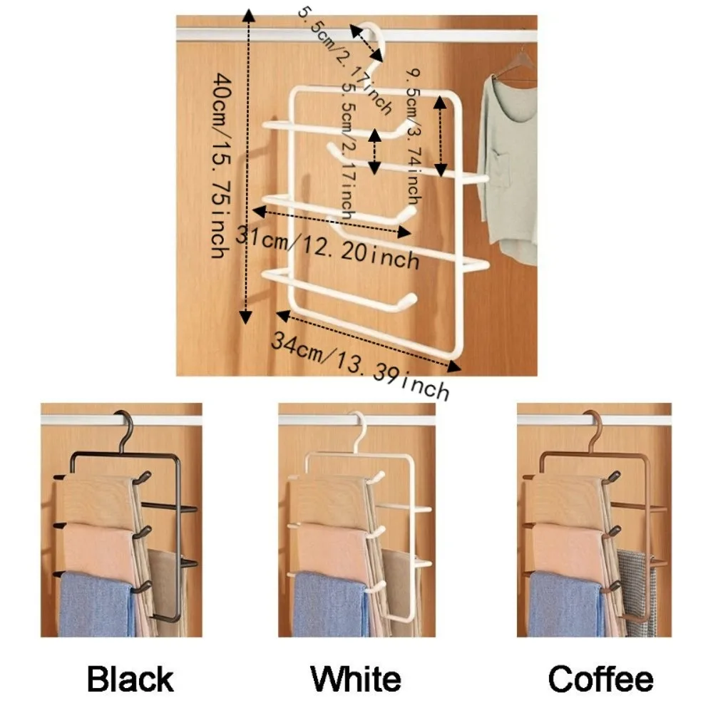 Durable Iron Multi-Layer Trouser Racks Hanging Non Slip Scarf Tie Rack Space Saving Closet Pants Organizer Wardrobe view 6