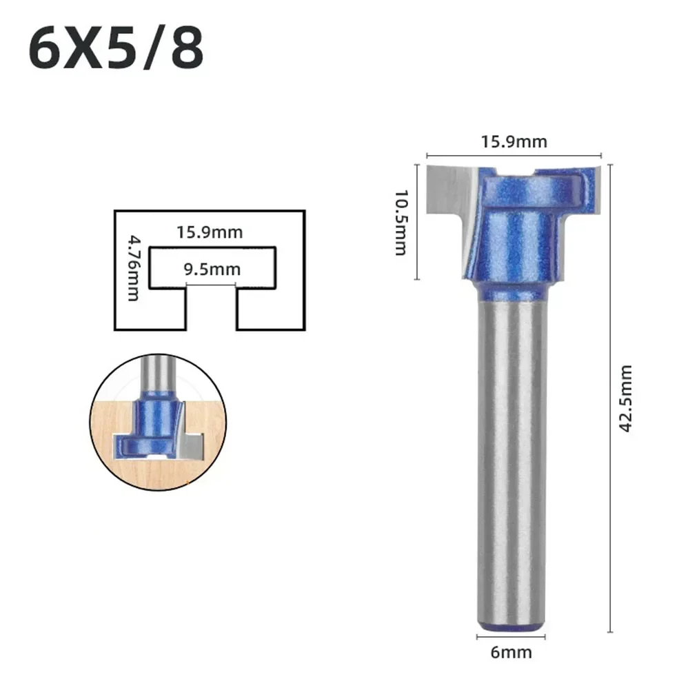 1pc Milling Cutter 6mm Shank T-Slot Router Bit Alloy Screw Hole Milling Cutter T Slotting Carbide Endmill For Woodworking Tool