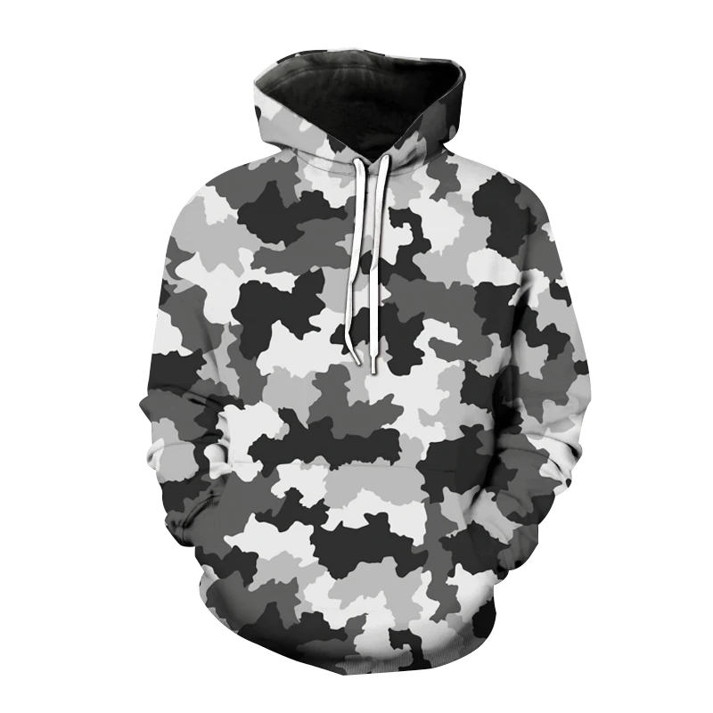 2024 New Men\'s Camouflage Graphic T-shirts 3D Camo Print Hooded Sweatshirt Fashion Outdoor Long sleeve Pullover Casual Tracksuit