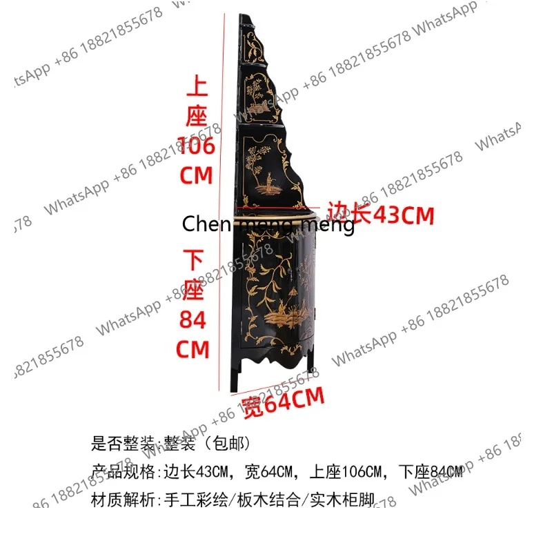 خزانة زاوية صينية مثلثة لغرفة المعيشة، رف زاوية مزخرف لخزانة التخزين #5