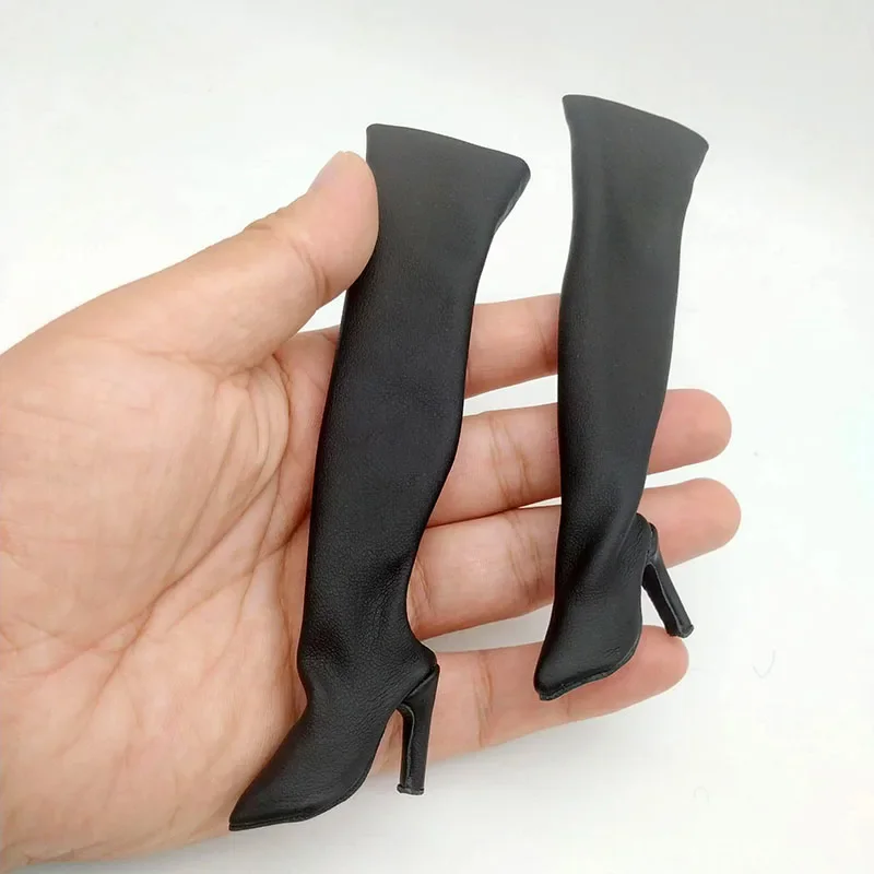 Tbleague 1/6 Scale Black High Heel Hollow Shoes Leather Long Boots Boots Model for 12in S07 S10 PH HT Doll Action Figures Toys