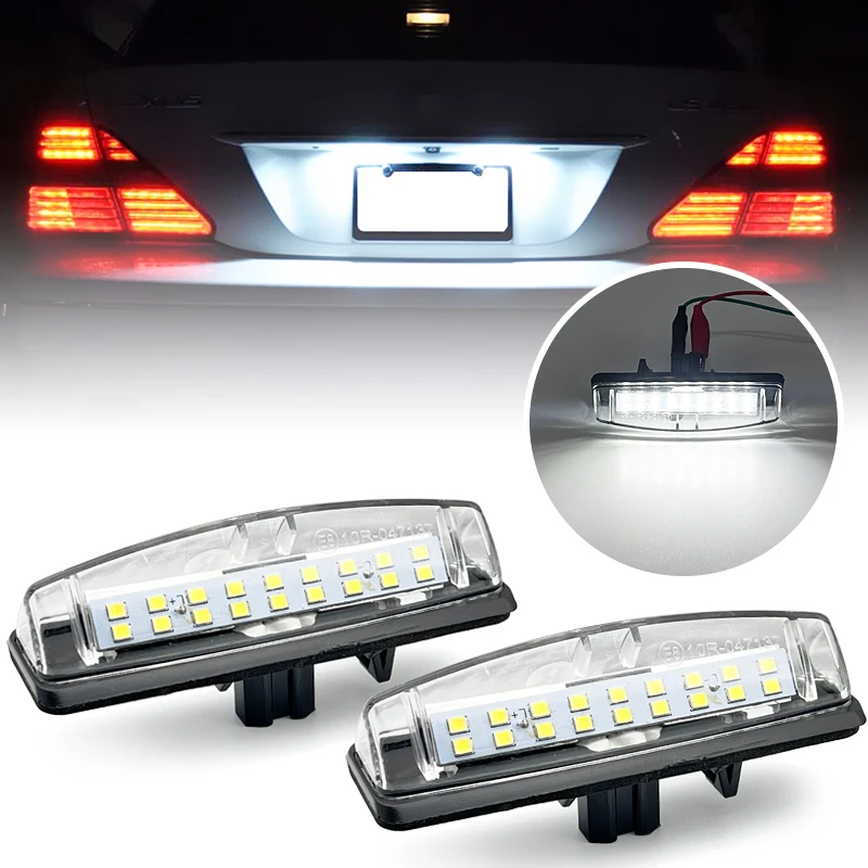 2 قطعة الأبيض لوحة ترخيص مُضاء ضوء لكزس IS300 IS200 LS430 GS300 RX330 HS250h تويوتا بريوس يارس كامري رقم لوحة مصباح