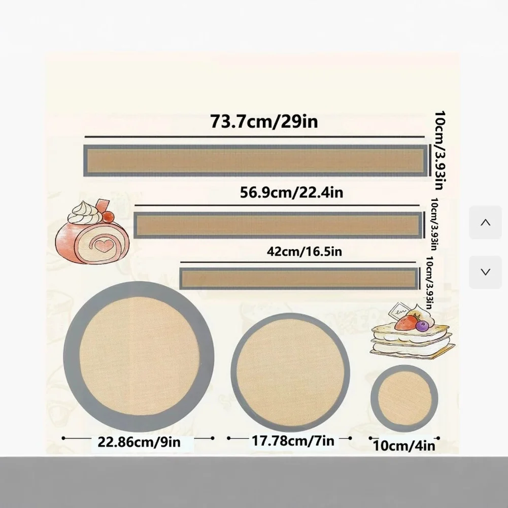 Springform Pan Silicone Mat Set Non Glue Heat Resistant Baking Liners Reusable Oven Safe Multiple Sizes 6x Mats Dishwasher Safe