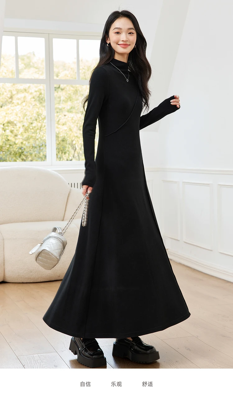 VIMLY Ladies' Simple Elegant Semi High Neck Long Dress Autumn Winter Waisted Knitted Thermal Bottoming Dress Office Lady Outfits - AliExpress 200000345 VIMLY Ladies' Simple Elegant Semi High Neck Long Dress Autumn Winter Waisted Knitted Thermal Bottoming Dress Office Lady Outfits - AliExpress 200000345