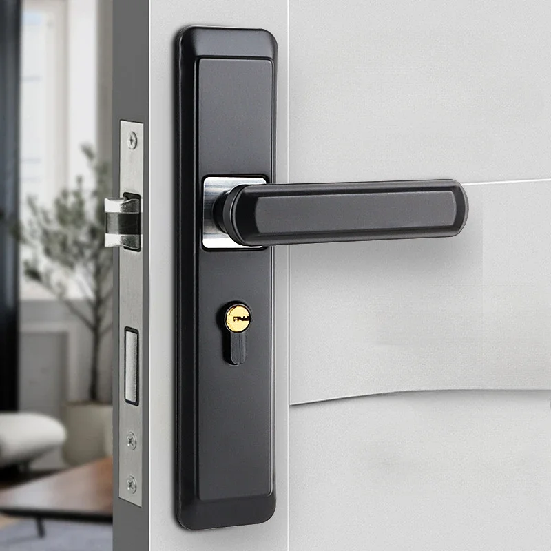 

Black Universal Household Bedroom Silent Door Lock, Room Door, Indoor Zinc Alloy Wooden Door Lock