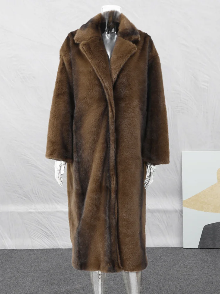 Women Solid Faux Fur Long Coat Lapel Long Sleeve Fluffy Luxury Loose Casual Outerwear 2026 Fashion Winter High Street Outwears 5 Women Solid Faux Fur Long Coat Lapel Long Sleeve Fluffy Luxury Loose Casual Outerwear 2026 Fashion Winter High Street Outwears 5