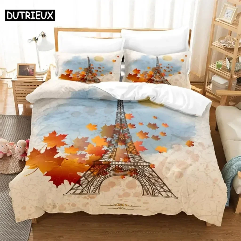 Luxury New 3D Print Eiffel Tower Comfortable Duvet Quilt Cover Pillowcase Bedding Set Children Bedroom Decoration Home Textile