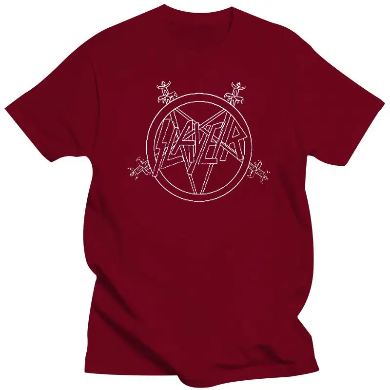 2022 Slayer Pentagram Logo Heavy Metal Band Men\'S Black T-Shirt Size S To 3XL Top Quality Tops Tee Shirt