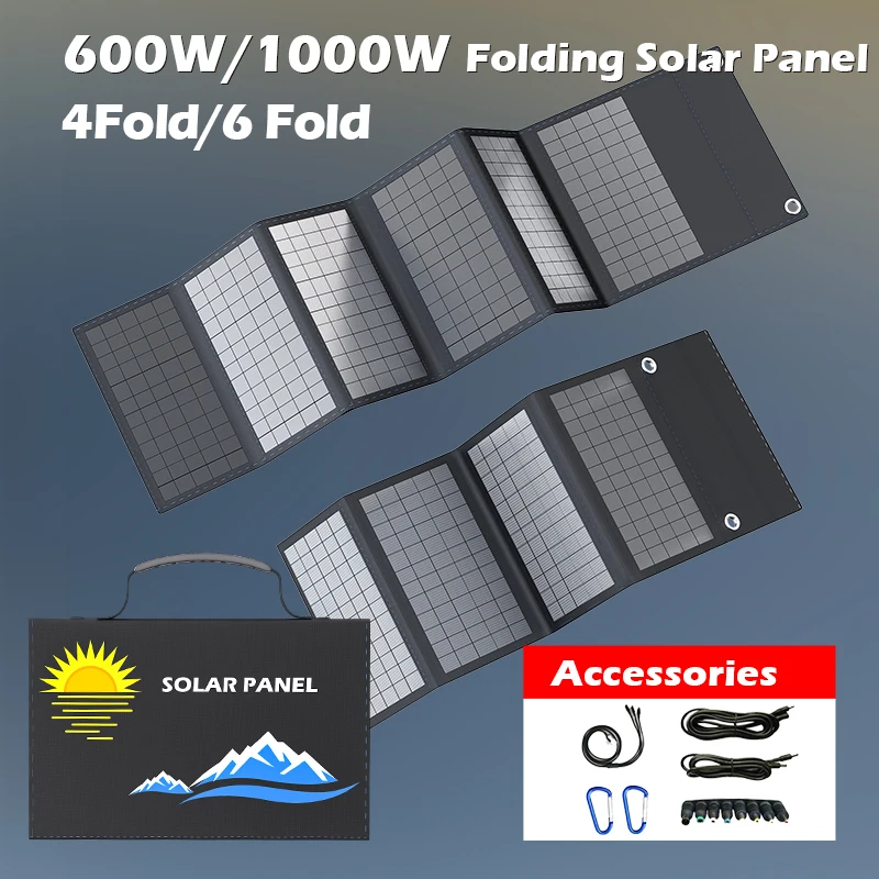 

600W 1000W 18V, Portable Solar Charger, 12V Usb Dc, Camping Foldable Panels, For Mobile Phone, Laptop Power Station