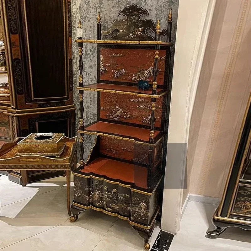 Gold leaf decorative shelf villa retro shelf bookshelf display shelf