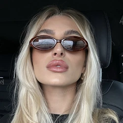 ZXIAC Retro Small Oval Frame Sunglasses Women Men Vintage 90S Leopard Stripe Round Sun Glasses Brand Design Shades UV400 Female