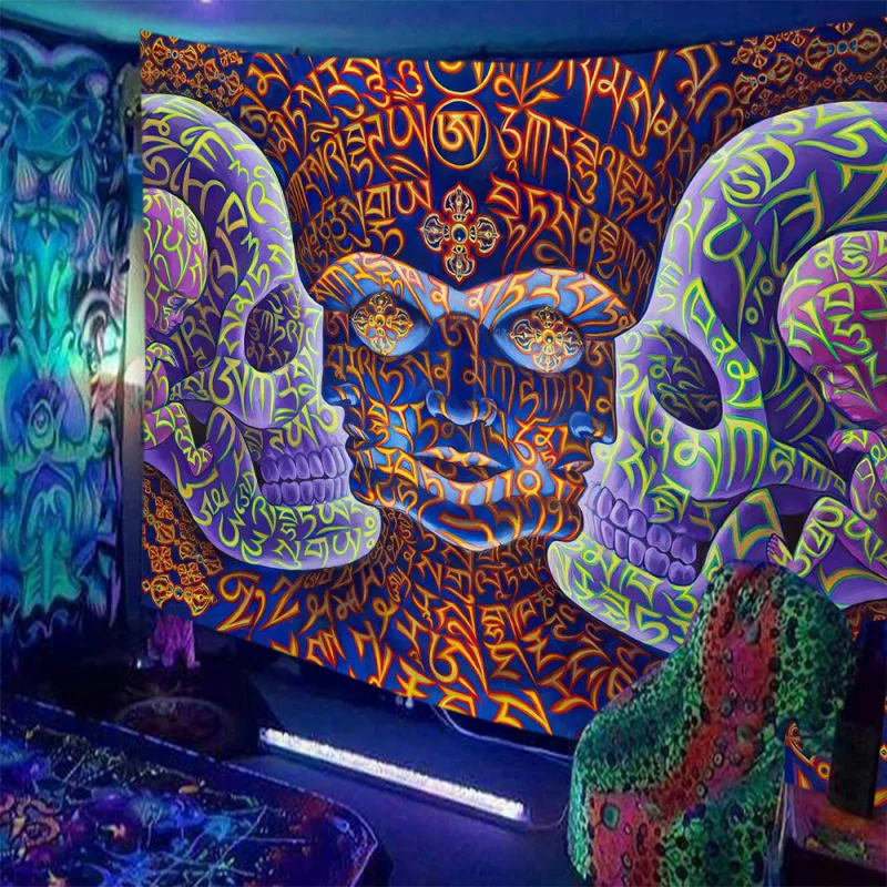 Skull Pattern Tapestry, Suitable For Bedrooms And Living Rooms - Bohemian Psychedelic Hippie Style Home Decoration