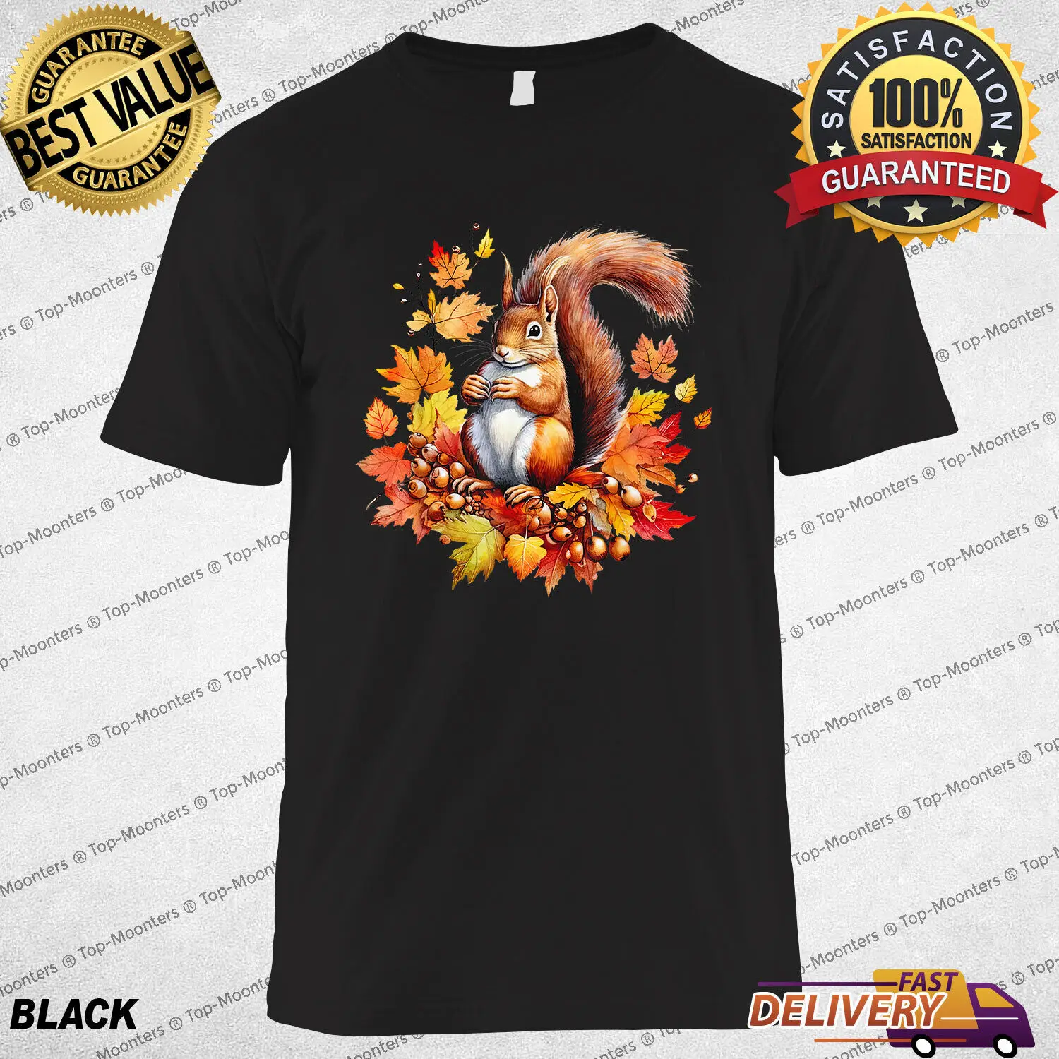 

Cute Squirrel with Autumn Fall Leaves for Animal Lovers T-Shirt Gift Idea