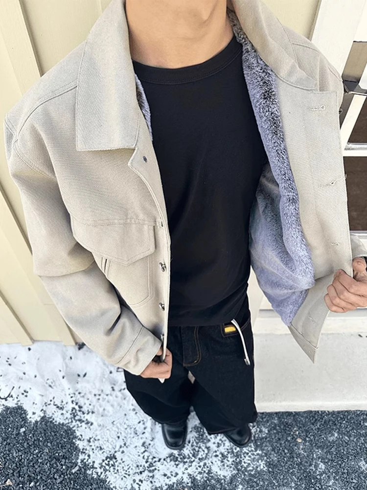 

Men's Winter Cotton Jaet EME Long Ear Fixed Light 6OZ Canvas Sle Rabbit Fur Harington Coat Warmth Flap Design Zipper Clo...