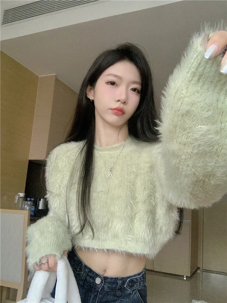 

Джемпер Y2k, топы Pull Femme Sweet Sueter Mujer, укороченные пуловеры для женщин, 2021, Ropa Mujer, модный вязаный корейский свитер