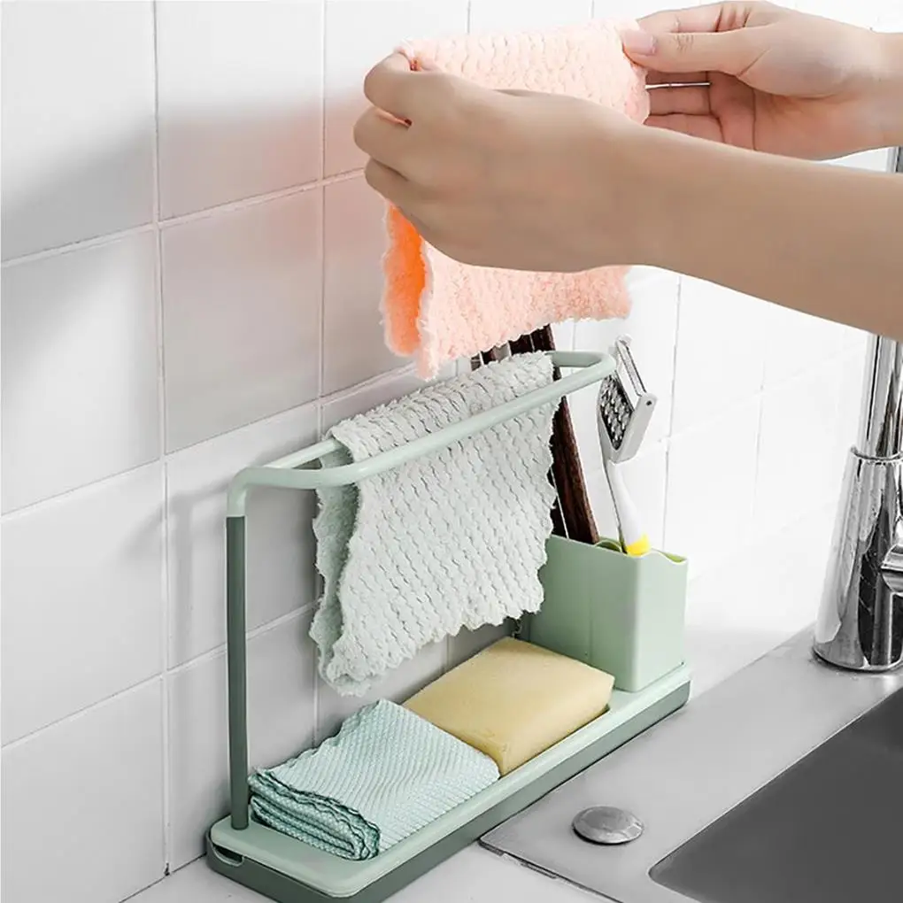 Drain Rack Storage Holder Simple Long-lasing Nordic Style Towel Bar Space Saving Multicolored Workmanship Sponge Stand