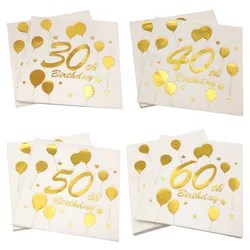 10Pcs Gold 18 30 40 50 60th Birthday Paper Napkins Adult Birthday Party Decoration 40th Birthday Disposabble Napkins party favor