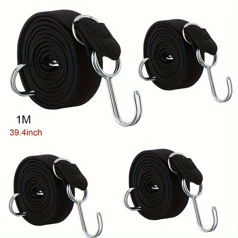4 قطعة حبل بنجي مرن شديد التحمل - طول 100 سم وعرض 3 سم حبل مسطح مضاد للانزلاق لأمتعة الدراجات النارية والدراجات #6
