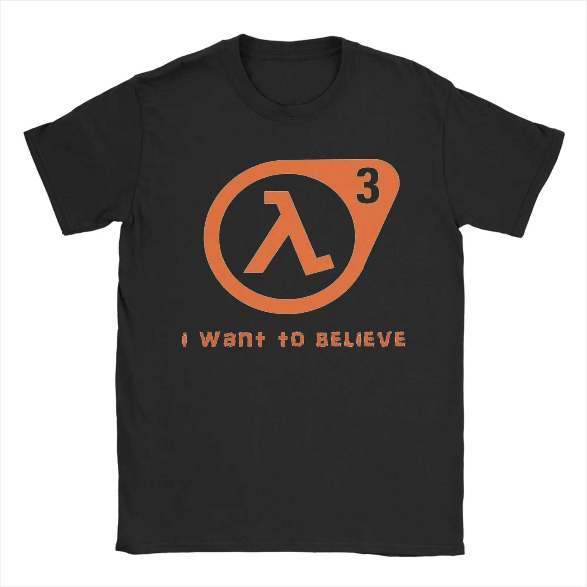 Camisetas Half Life 3 Want to Believe para hombre, camisetas de algodón, cuello redondo Harajuku, manga corta