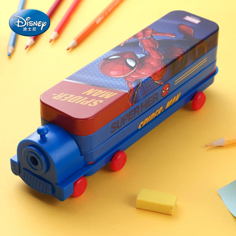 Imagem -02 - Disney-multifuncional Cartoon Trem Lápis Case Papelaria Estudante Grande Capacidade Carro Lápis Case Autêntico por Atacado