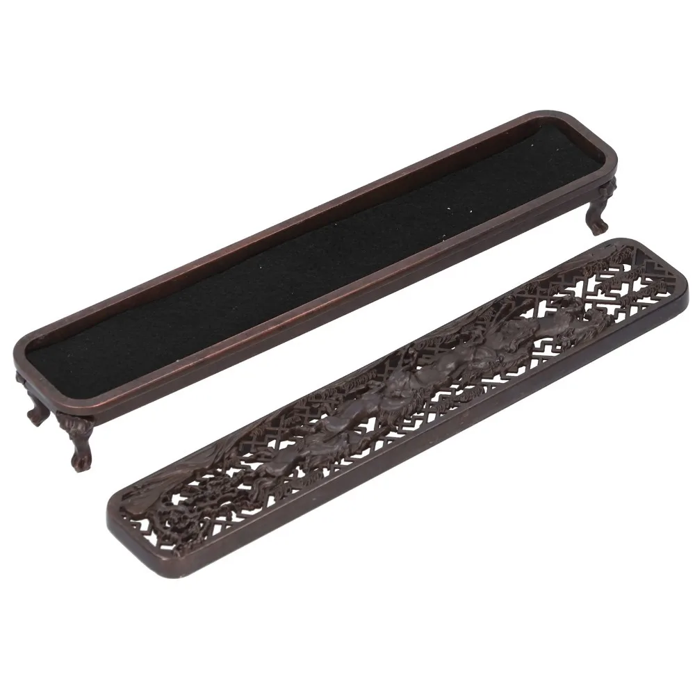 3pcs Brass Alloy Incense Burner Box Spill-Proof Antique Incense Holder Case Ash Control Reclining Incense Holder Home Meditation