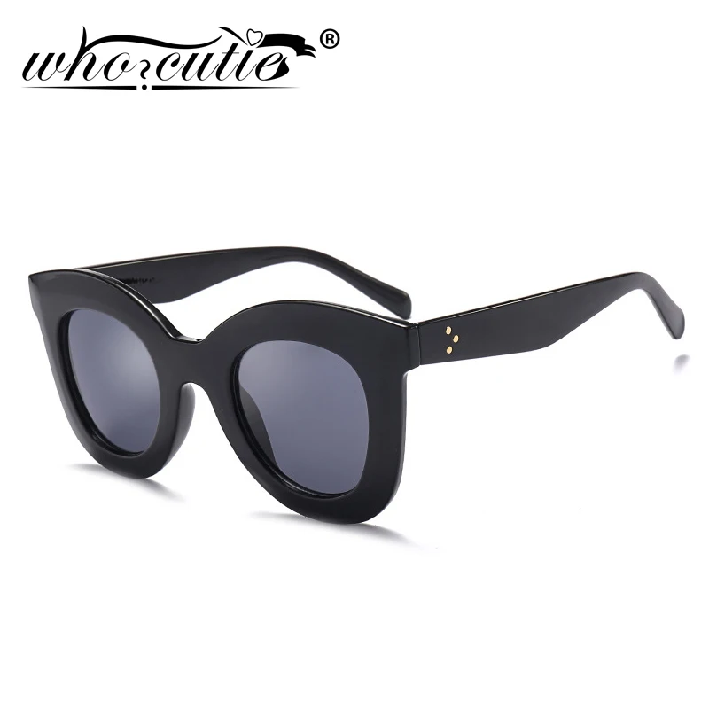 WHO CUTIE Oversized Cat Eye Flat Top Sunglasses Women 2025 Brand Design Gradient Lens Sun Glasses Retro Vintage Shades Lady 393B