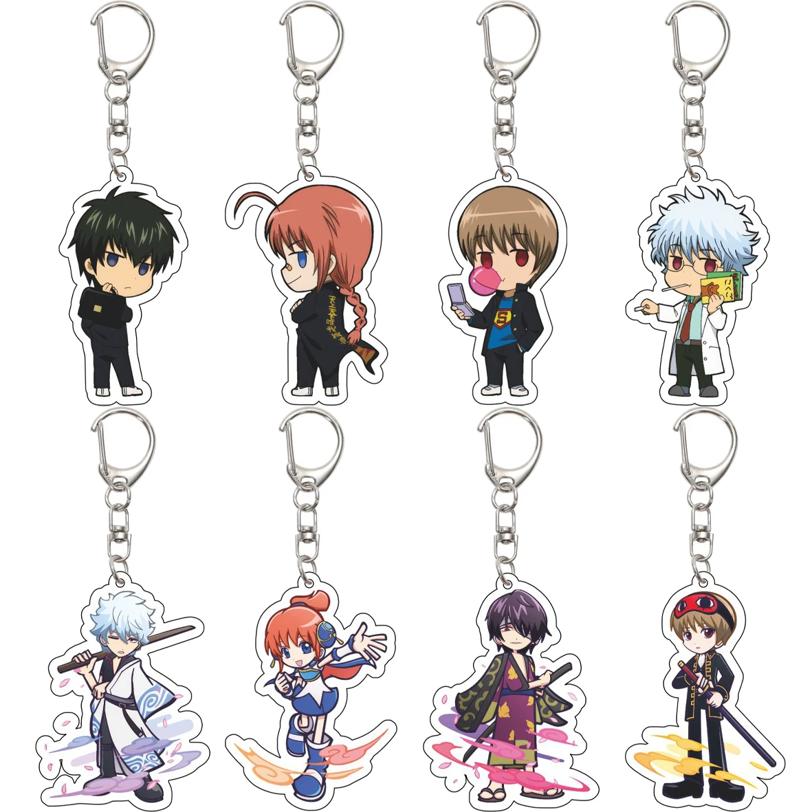 55MM Anime Gintama Kagura ‌ Sakata Gintoki Shimura Shinpachi Hijikata Toushirou Katsura Kotarou Acryl-Schlüsselanhänger Niedliche Geschenke