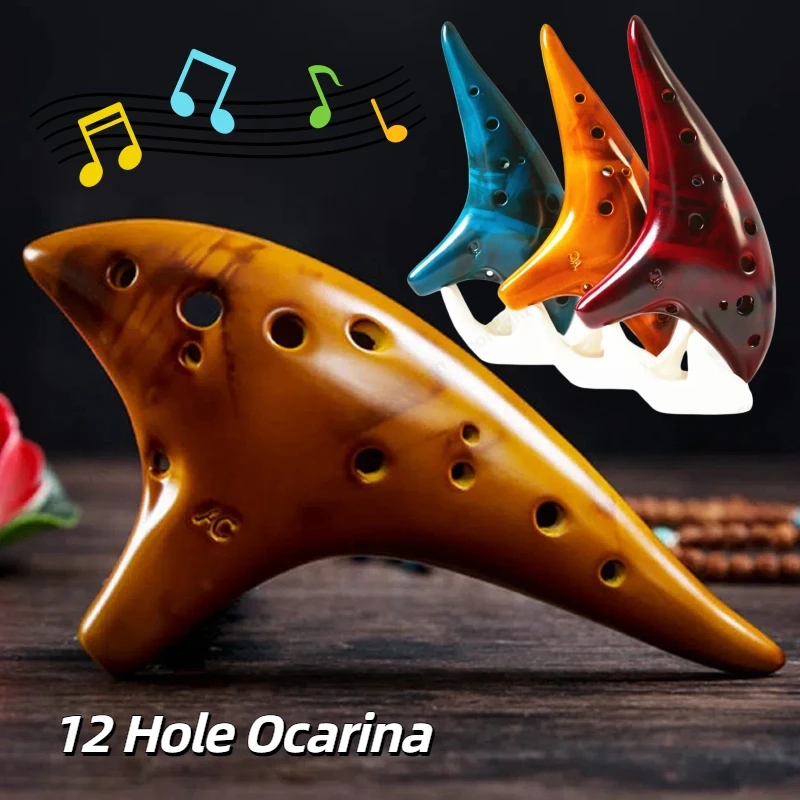 

Ocarina12 Tones Alto C Ceramic Ocarina Musical Instrument with Song Book Neck String Neck Cord Carry Bag Good Gift for Beginners