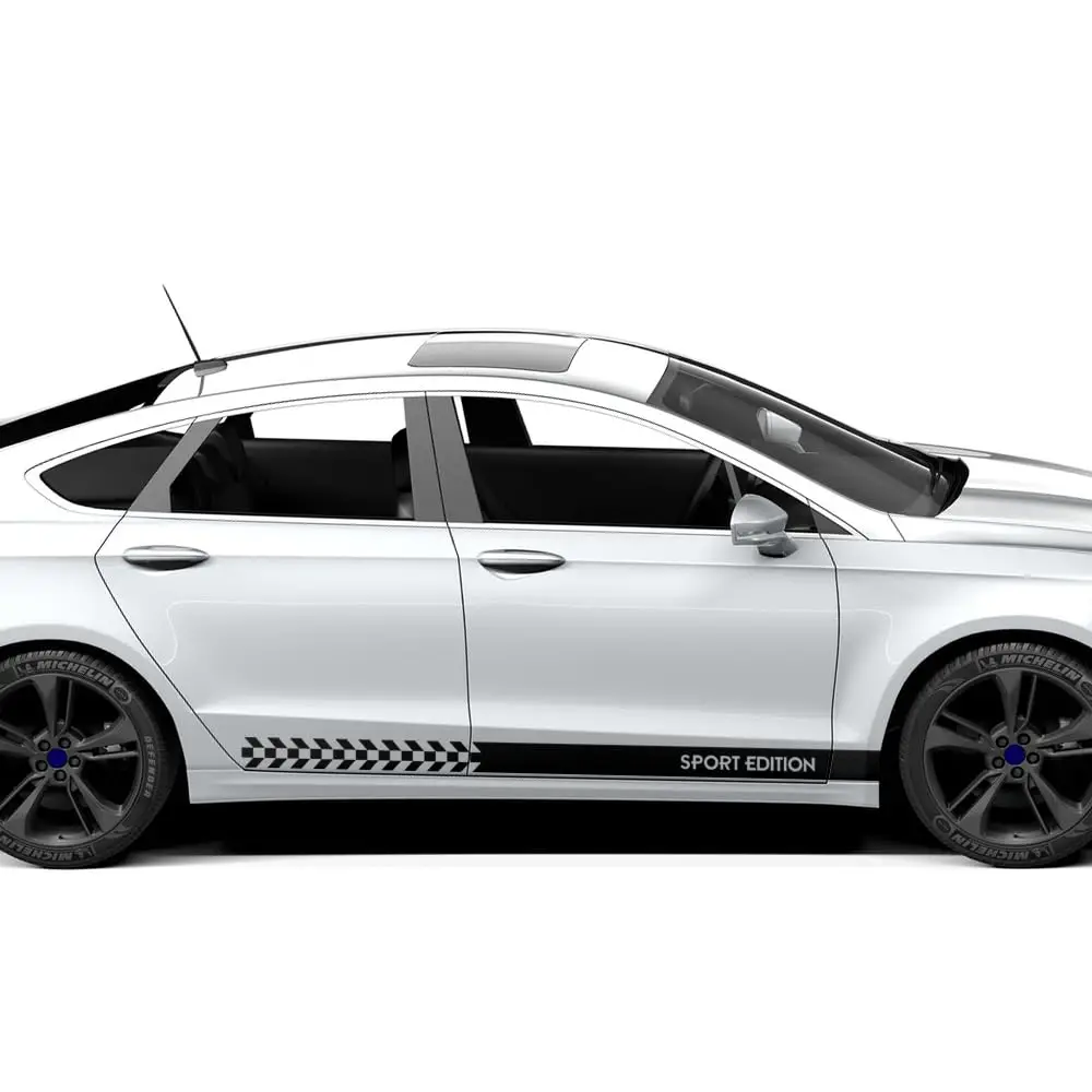 

2Pcs Car Door Side Racing Stripes Kit Decal Sticker Vinyl Sport Edition Graphics Compatible with Ford Fusion (Mondeo) 2013-2020