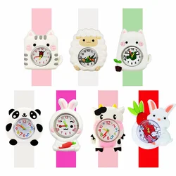 2024 New Cartoon Animals Children Watches Baby Learn Time Puzzle Toy Bracelet Girls Kids Watches Birthday Gift for Kid Aged 2-14