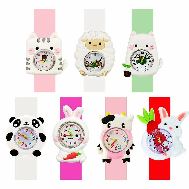 2024 New Cartoon Animals Children Watches Baby Learn Time Puzzle Toy Bracelet Girls Kids Watches Birthday Gift for Kid Aged 2-14