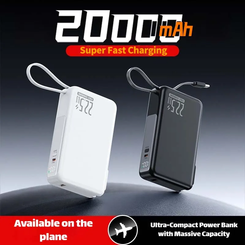 

200000mAh Power Bank Portable High-Capacity USB Type C Two-way PD 22.5W Fast Charging Mini Powerbank for iPhone for Samsung