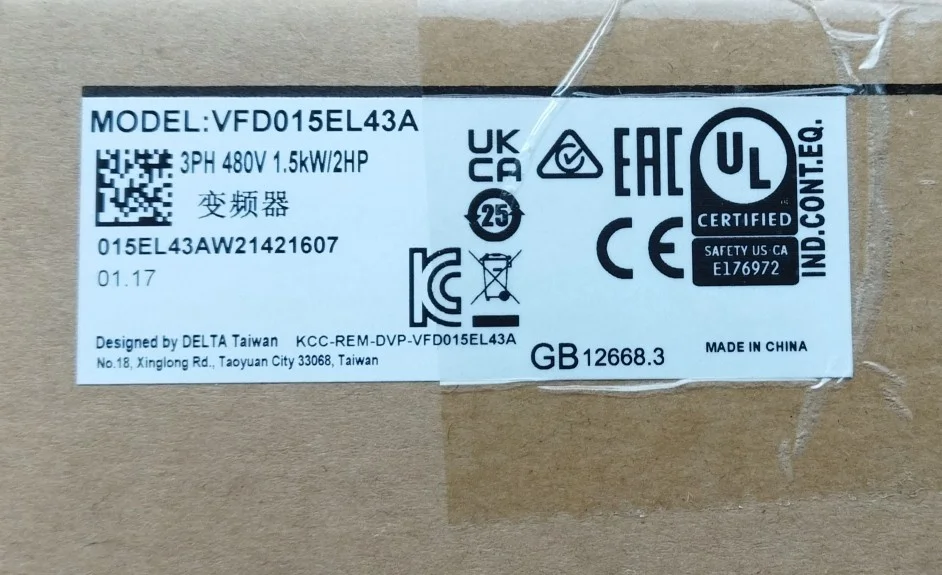 VFD007EL43A VFD015EL43A Delta EL Series Inverter Photo Genuine New Spot