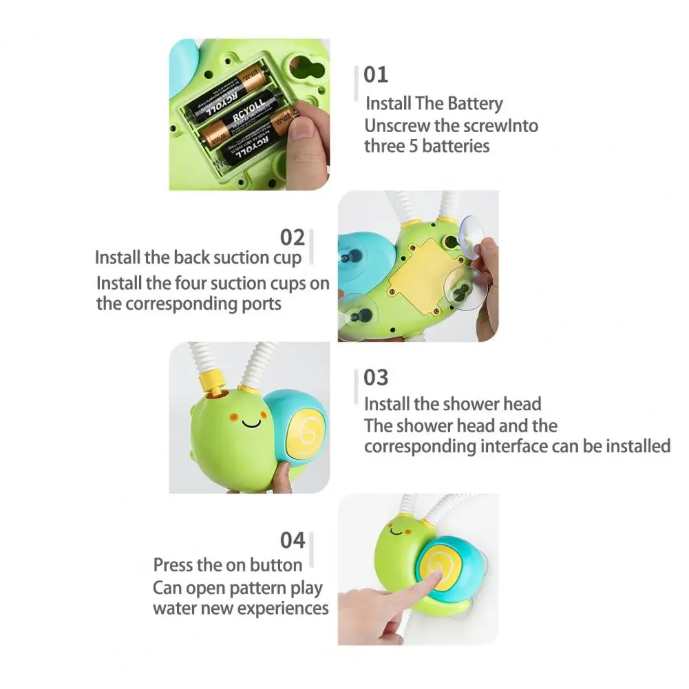 Baby Bathtub Sprinkler  Durable One-Key Start Long Lasting  Toddler Snail-Shaped Automatic Sprinkler Toy Household Supplies