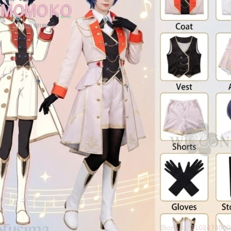 

Anime cosplay Anime Game Project Sekai Cosplay Hoshino Ichika Knight Styles Uniform Handsome Long Coat disfraz mujer 코스튬