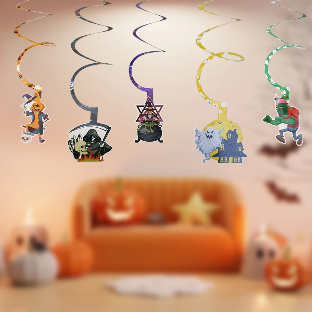 Desenhos animados halloween espiral decorações, crânio assustador, globo ocular decorações, decorações do partido do feriado, novo, 2024