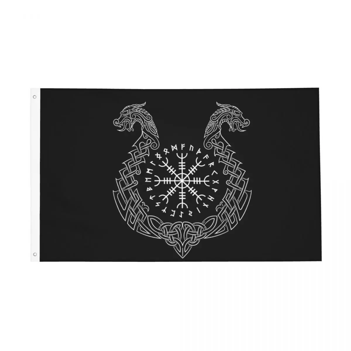 The Viking Hammer Of Thor Flag Outdoor Banner Runic Compass Norse Mythology Valhalla Decoration Fade Proof 2x3 3x5 4x6 FT Flags