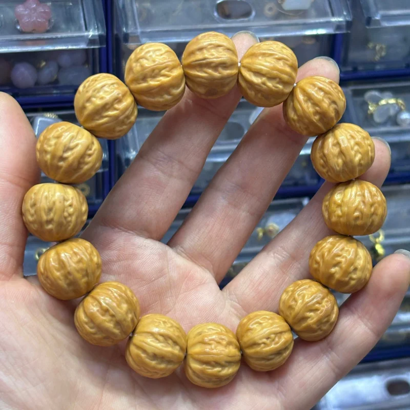 Natural Monkey Bracelet Men's Carving Coarse Band Jingbaleng Stump Walnut Buddha Beads Seed Hand Toy Boutique Wild