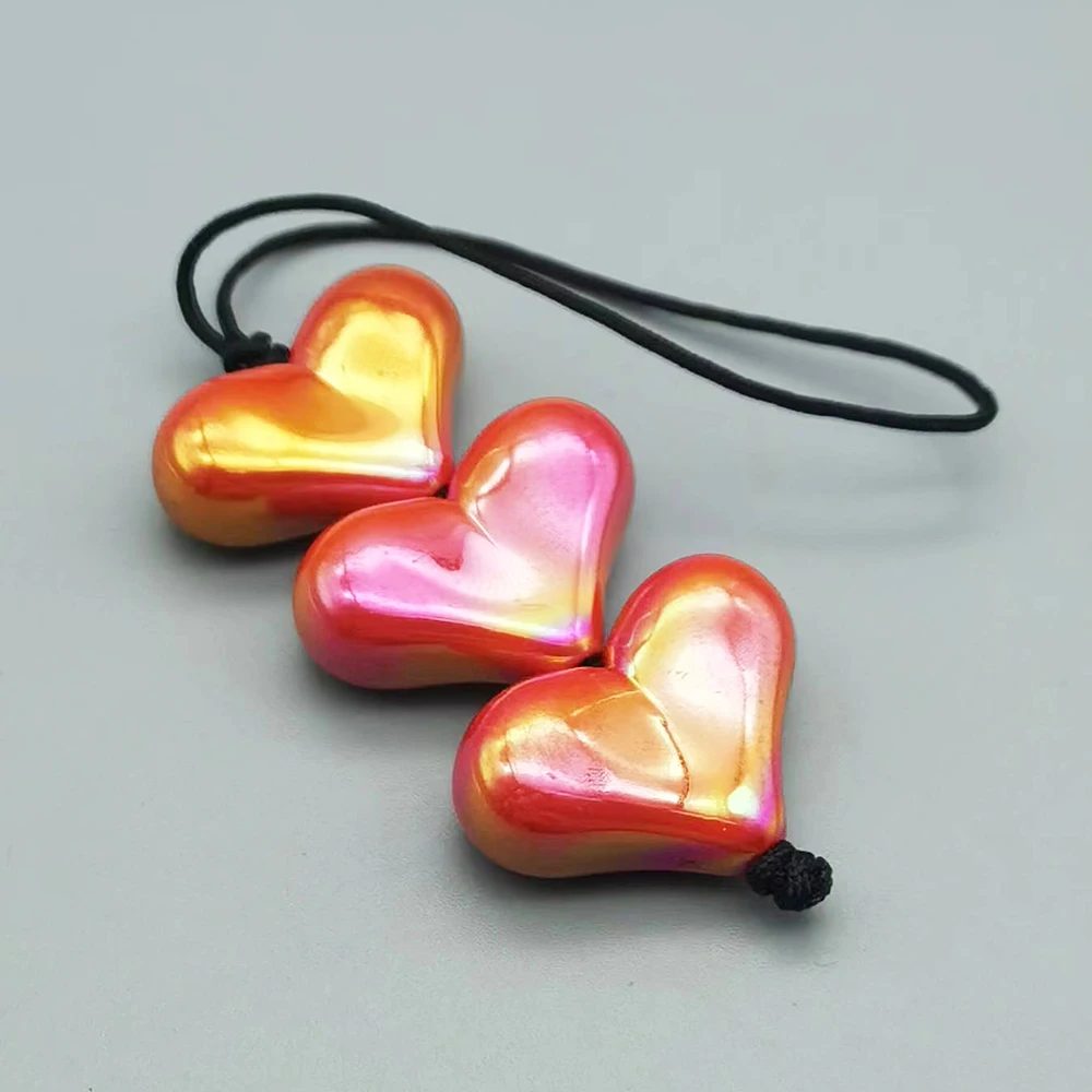 Phone Charm Strap Heart Shape Shiny Glossy Glazed Beads Cellphone Landyard Keycord