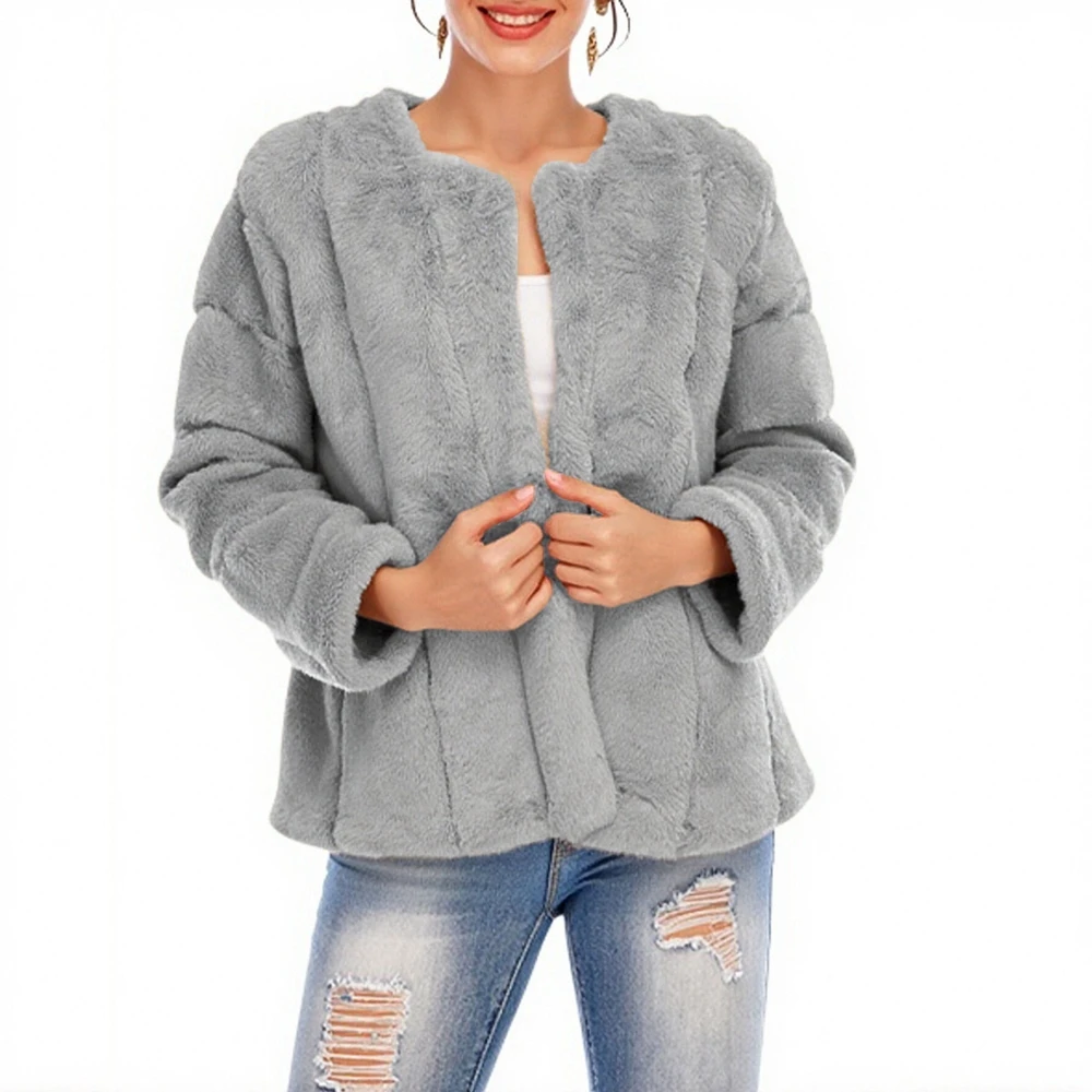 

Женские осенне-зимние повседневные пальто с круглым вырезом и длинными рукавами, теплые модные удобные однотонные пальто с открытой передней частью и датой